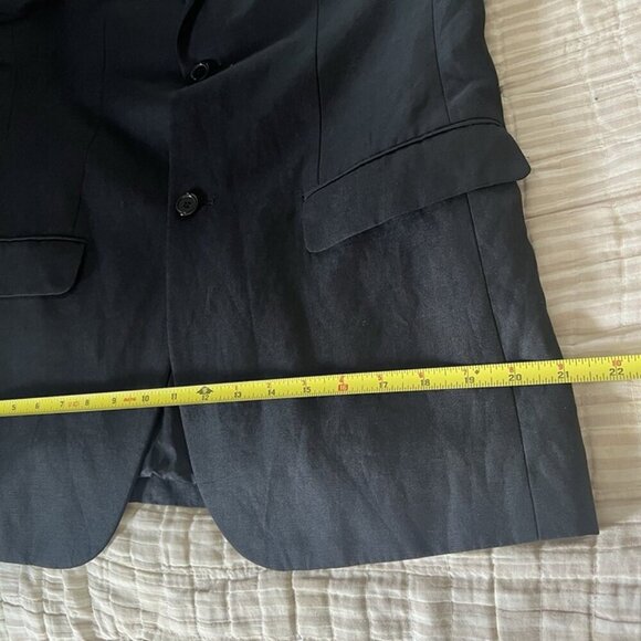 H&M Black Blazer Mens 42L Slim Fit Mulberry Silk Linen Wedding Old Money Preppy - Picture 10 of 12